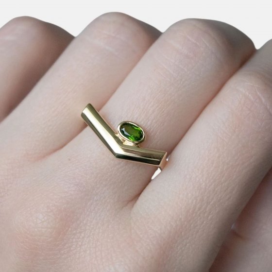 Ring 925 Sterling Silber vergoldet Glänzend grün 