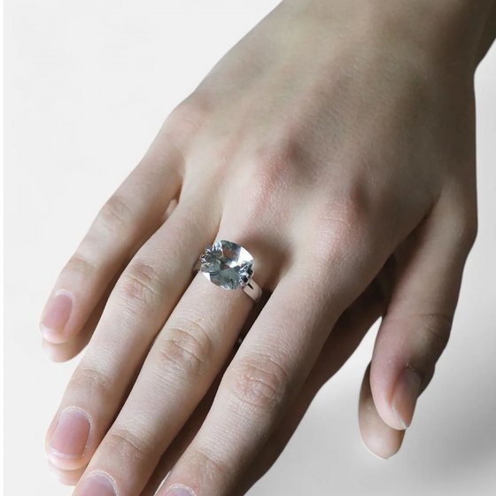 Ring 925 Sterling Silber rhodiniert Glänzend Amethyst grün 