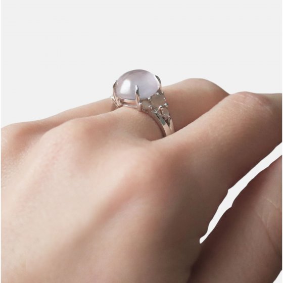 Ring 925 Sterling Silber rhodiniert Rosenquarz 