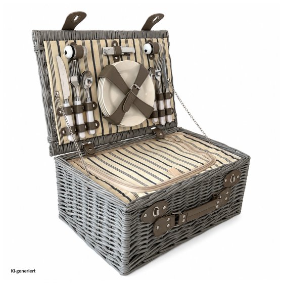 Picknickkorb für 4 Personen Finie Grau 