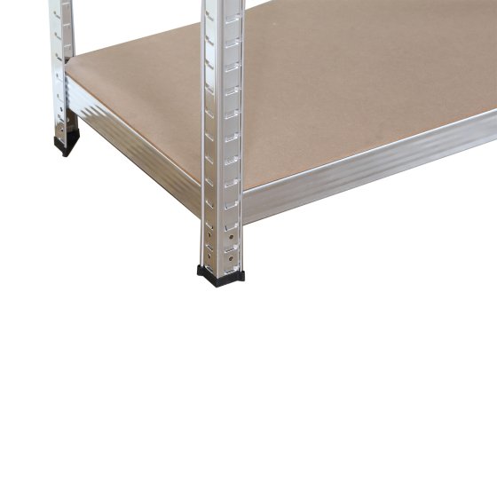Lagerregal mit 5 MDF Böden und silbernem Stahlgestell 