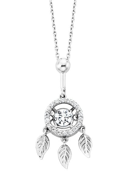 Anhänger mit Kette 925/- Sterling Silber rhodiniert  19 Zirkonia 