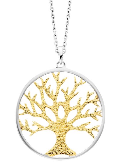 Anhänger mit Kette 925/- Sterling Silber rhodiniert/vergoldet  Motiv Lebensbaum 