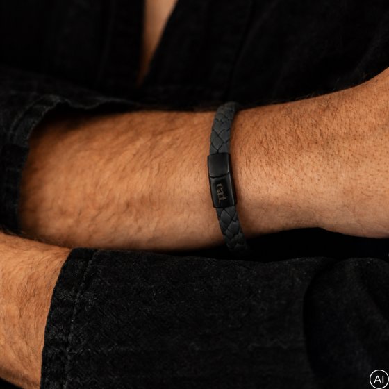 Armband Lederarmband geflochten anthrazit 21cm 