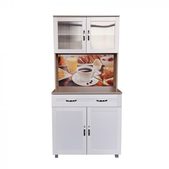 Küchenbuffet mit Glasteil Sonoma/Weiß Blanca Bistro 