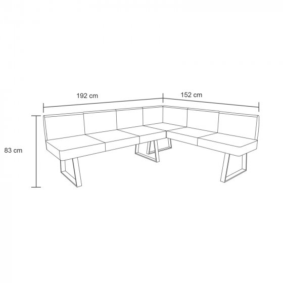 Esszimmerbank 192 x 152 cm Vemal kurzer Schenkel rechts 