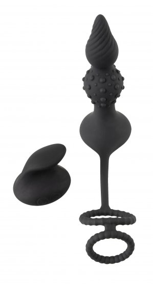 vibrierender Analplug RC Butt Plug with Cock & Ball Rings 