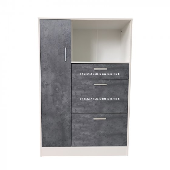 Küchenschrank Weiß-Beton Blanca L