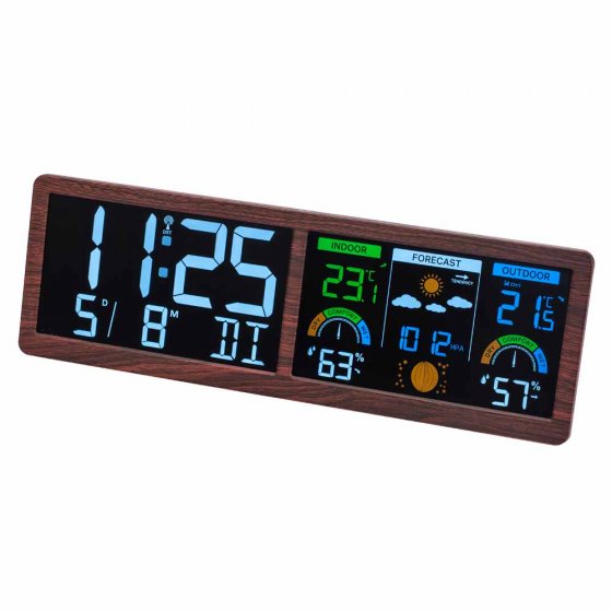 Digitale Wetterstation mit Funkuhr „Holz“ 