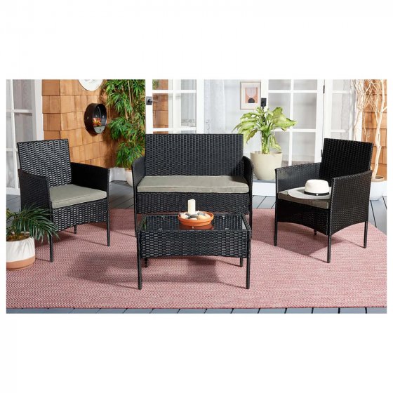 Outdoor Möbel Schwarz/Olivgrau 4-teiliges Set 