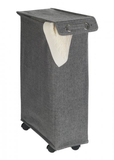 Wäschesammler Mod. Corno Prime Schwarz/Weiß, Wäschekorb, 43 l, mit Deckel 