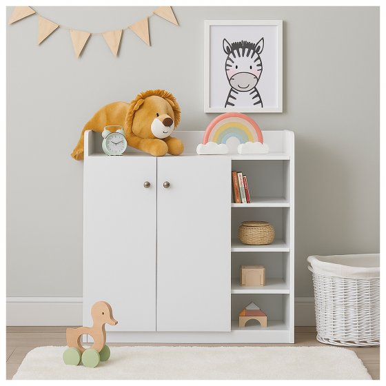 Sideboard mit 8 Regalfächern Weiß 