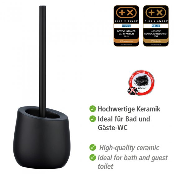 WC-Garnitur Mod. Badi Schwarz Keramik, mit Silikon-Bürstenkopf 