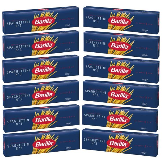 Barilla Spaghettini Nummer 3 Hartweizen Pasta 500g 12er Pack 