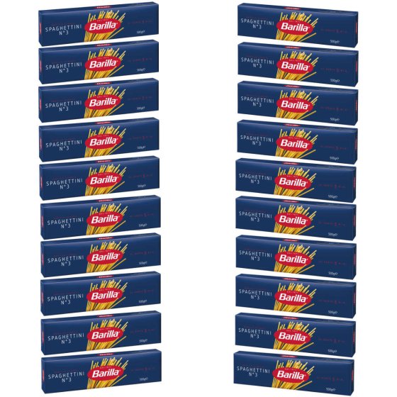 Barilla Spaghettini Nummer 3 Hartweizen Pasta 500g 20er Pack 