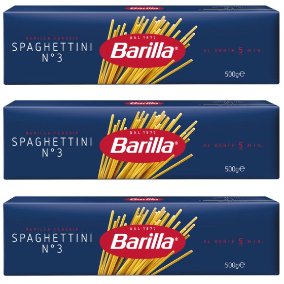 Barilla Spaghettini Nummer 3 Hartweizennudeln Pasta 500g 3er Pack 