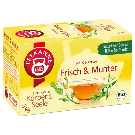 Teekanne Bio Frisch & Munter mit Zitronenverbene und Zitronengras 18 Beutel 