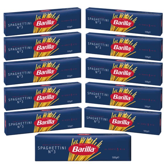 Barilla Spaghettini Nummer 3 Hartweizen Pasta 500g 11er Pack 