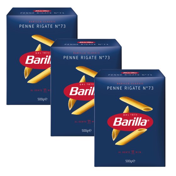 Barilla Nudeln Penne Rigate Nummer 73 Hartweizennudeln 3er Pack 