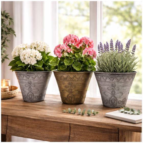 Blumentopf Nessa Ornamente Gold Silber 3er-Set 