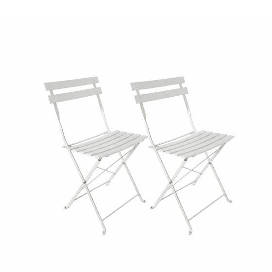 Bistro Sitzgruppe Metall creme klappbar Tisch mit 2 Stühlen Balkon Set 