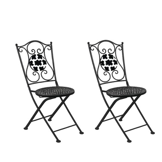 Bistro Sitzgruppe Metall schwarz Tisch mit 2 Stühlen Balkon Set mit Motiv Black and White 