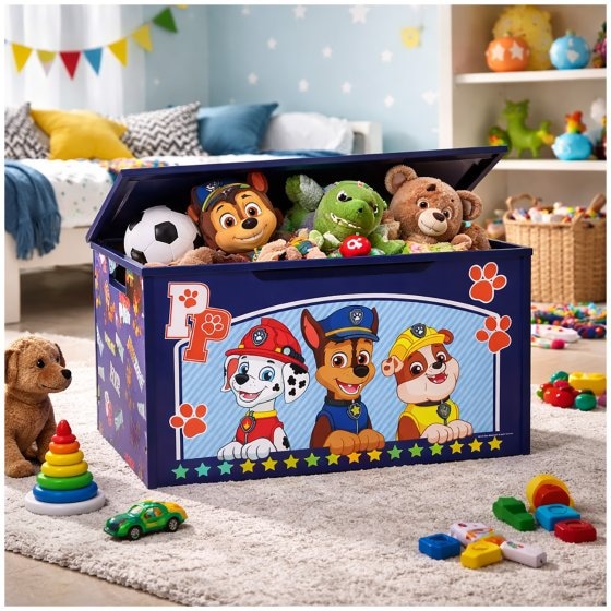 Paw Patrol Spielzeugkiste mit Deckel Kinder Aufbewahrungsbox Blau 