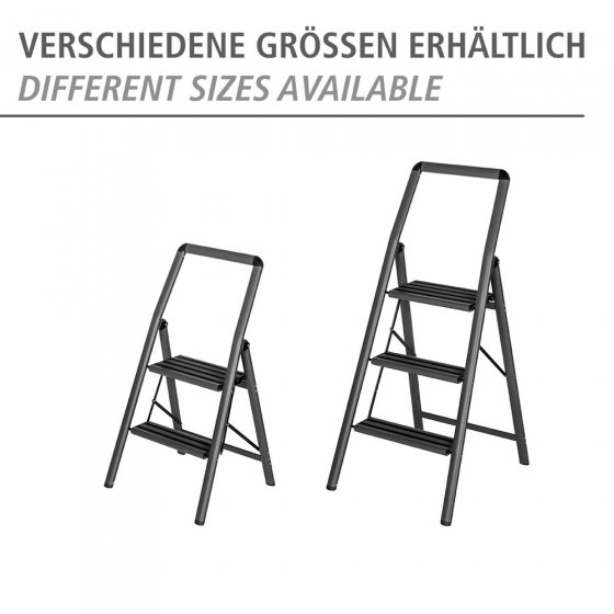Alu-Klapptrittleiter Compact 3-stufig Dunkelgrau, leichte & rutschfeste Haushaltsleiter