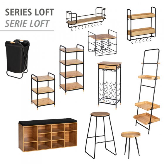 Schuhbank mit Sitzpolster Mod. Loft, für bis zu 10 Paar Schuhe