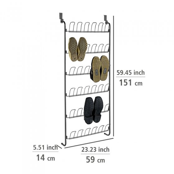 Türregal für Schuhe Schwarz, für 18 Paar 