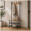 Garderobe mit Schuhregal und 4 Haken in Sonoma und Schwarz - 6