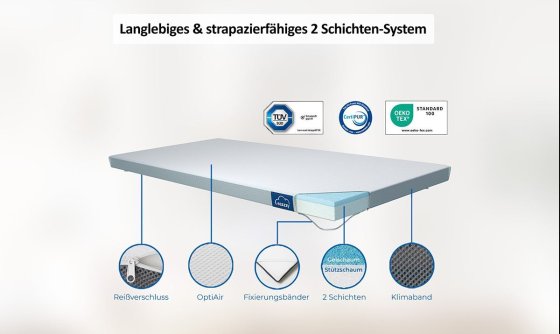 Topper Trend  140 cm für leichteres Ein-/Aussteigen aus dem Bett 