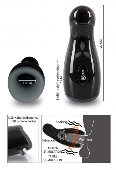 Masturbator mit Vibration und Heizfunktion Rebel 