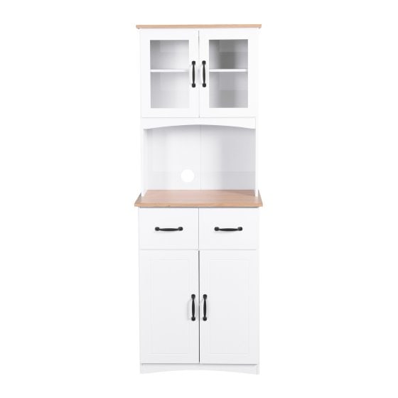 Eleganter Küchenschrank mit Glasvitrine Landhausstil Weiß 