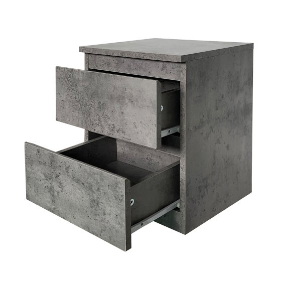 Nachtkommode 2er Set Beton mit 2 grifflosen Schubladen 