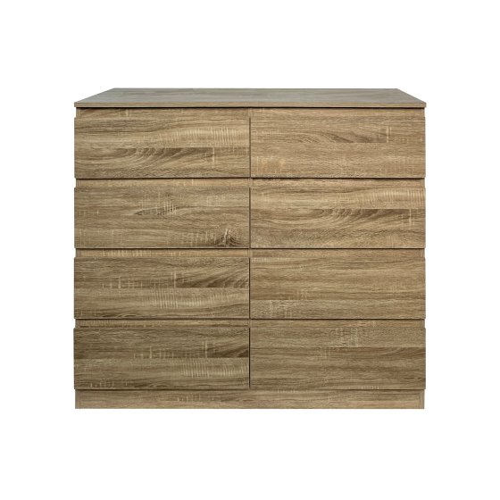 Moderne Kommode mit 8 grifflosen Schubladen Sonoma 