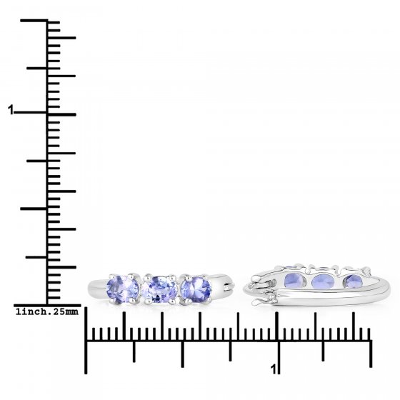Ohrringe Silber 925 rhodiniert mit 6 natürlichen violetten Tansaniten 