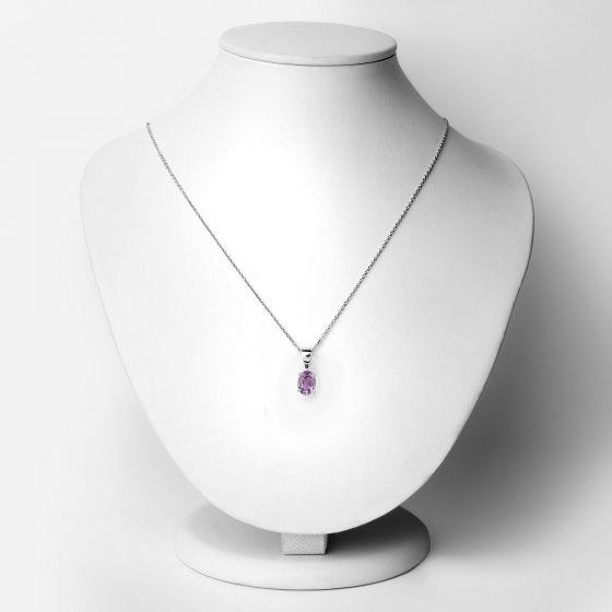 Schmuck-Set Silber 925 rhodiniert Ohrringe und Halskette mit echtem Amethyst 