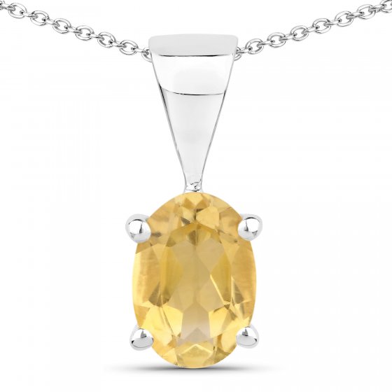 Schmuck-Set Silber 925 rhodiniert Ohrringe und Halskette mit echtem Citrin 