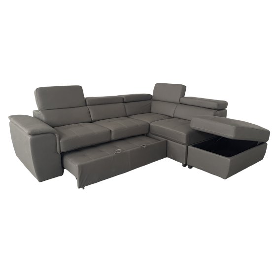 Couch Sandy mit Ottomane rechts Grau 