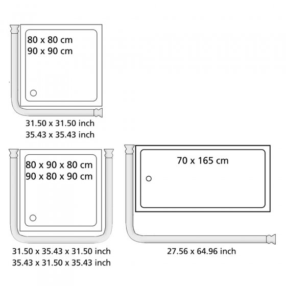 Winkelstange Universal extra stark Chrom, 3 verschiedene Kombinationsmöglichkeiten