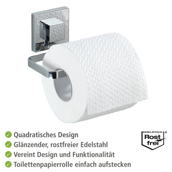 Vacuum-Loc® Edelstahl Toilettenpapierhalter Mod. Quadro, Befestigen ohne bohren 