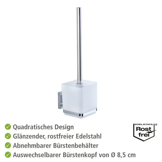 Vacuum-Loc® WC-Garnitur Mod. Quadro Edelstahl, Befestigen ohne bohren 