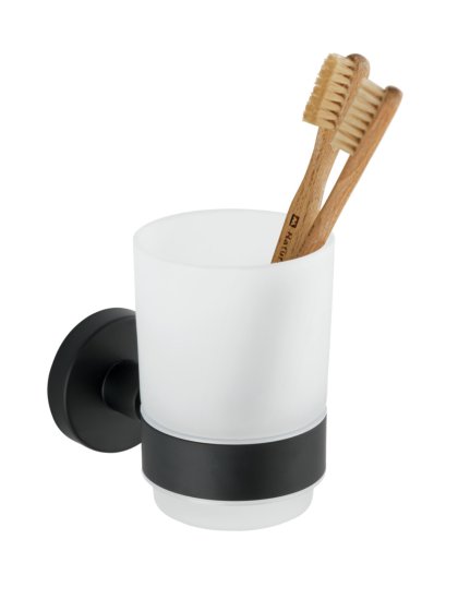 Zahnputzbecher Uno Mod. Bosio Black Edelstahl matt, rostfrei 