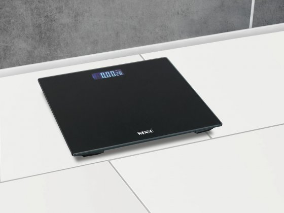 Personenwaage LCD Schwarz, digitale Körperwaage bis 150 kg