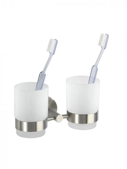 Zahnputzbecher Duo Mod. Bosio Edelstahl matt, rostfrei 