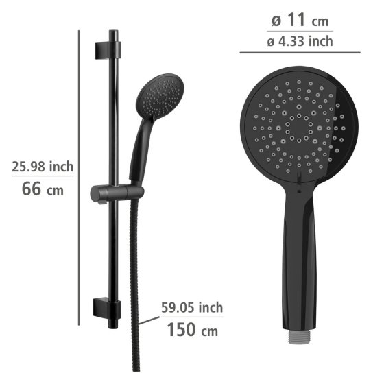 Brauseset Mod. Young Schwarz, Länge Stange: 66 cm 