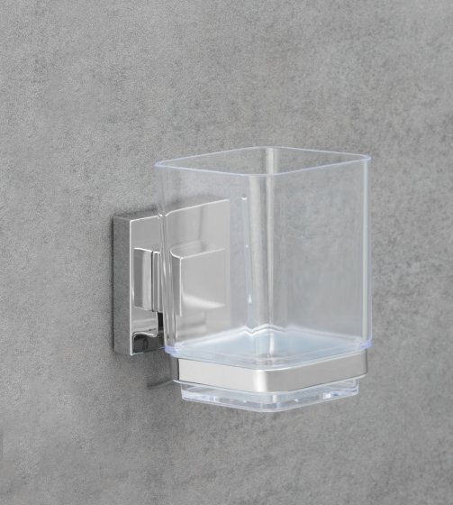 Vacuum-Loc® Zahnputzbecher Mod. Quadro Edelstahl, Befestigen ohne bohren