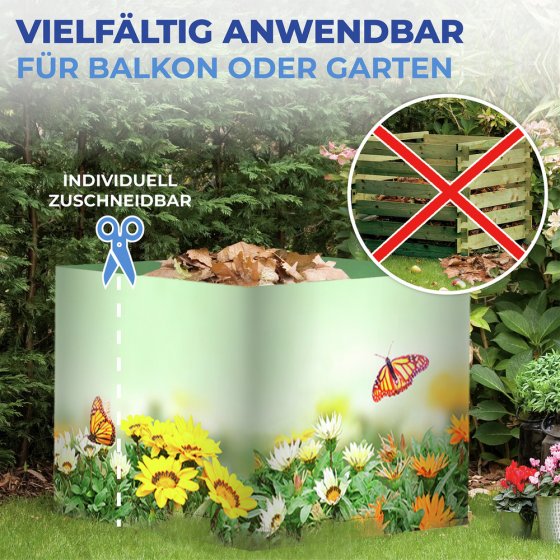 Balkon-Sichtschutz mit Schmetterlings-Motiv, 5 m, reißfester Sichtschutz mit Schmetterlings-Motiv 