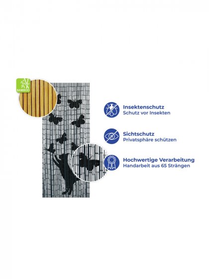 Bambusvorhang Mod. Katze und Schmetterling, 90 x 200 cm 